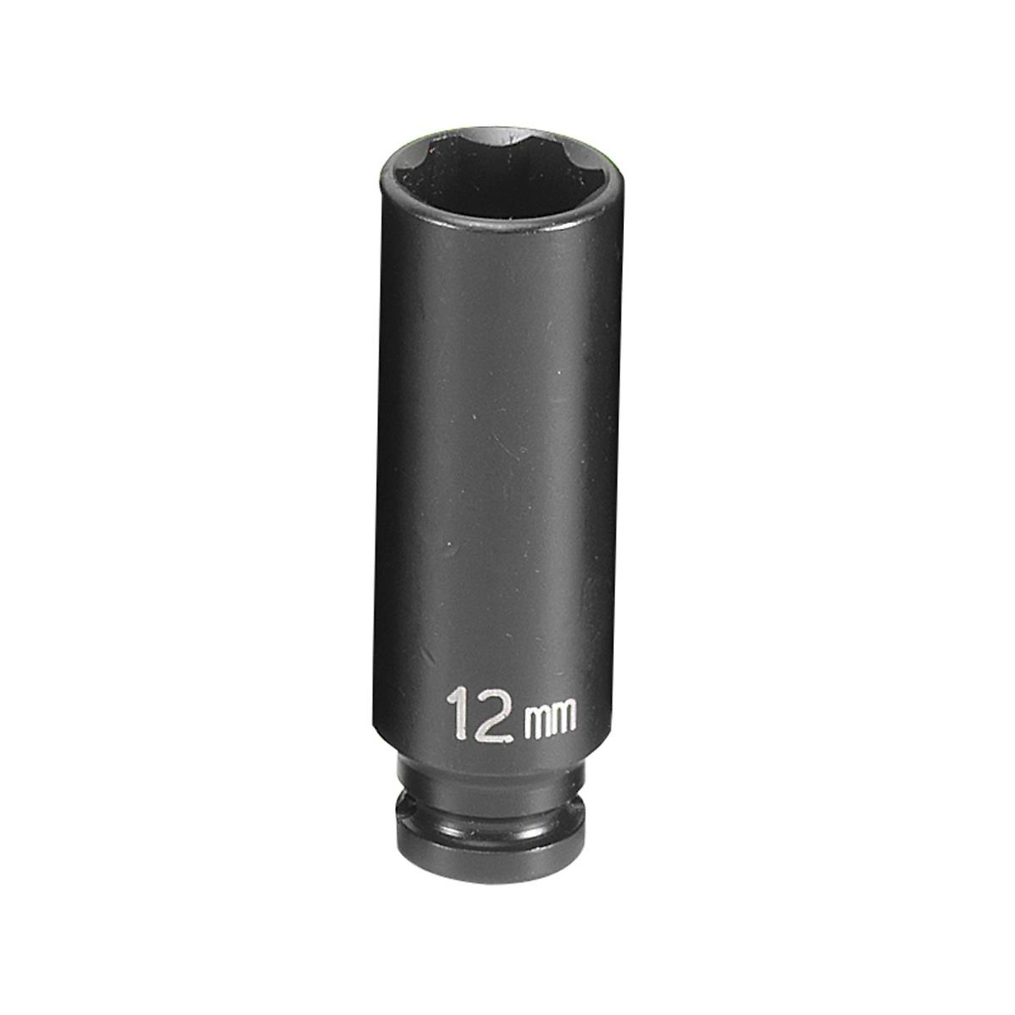 Grey Pneumatic Impact Socket — 12mm, 1/4in. Drive, 6-Point, Deep, Model# GRE912MDS